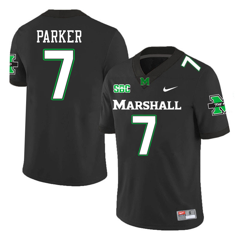 Marshall Thundering Herd #7 Jayland Parker College Football Jerseys Stitched-Black